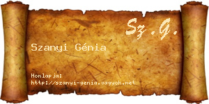 Szanyi Génia névjegykártya
